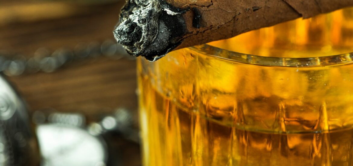 Cuban Cigar on Whisky Glass