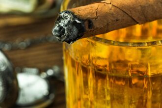 Cuban Cigar on Whisky Glass