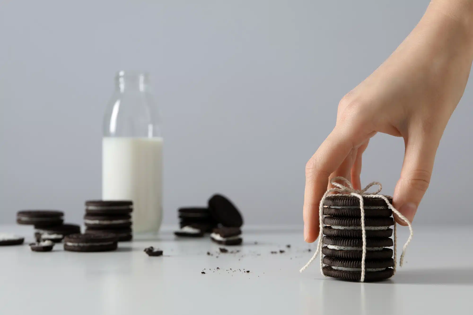Ukraine, Kyiv 04.09.2023: Oreo cookies with milk on the table.