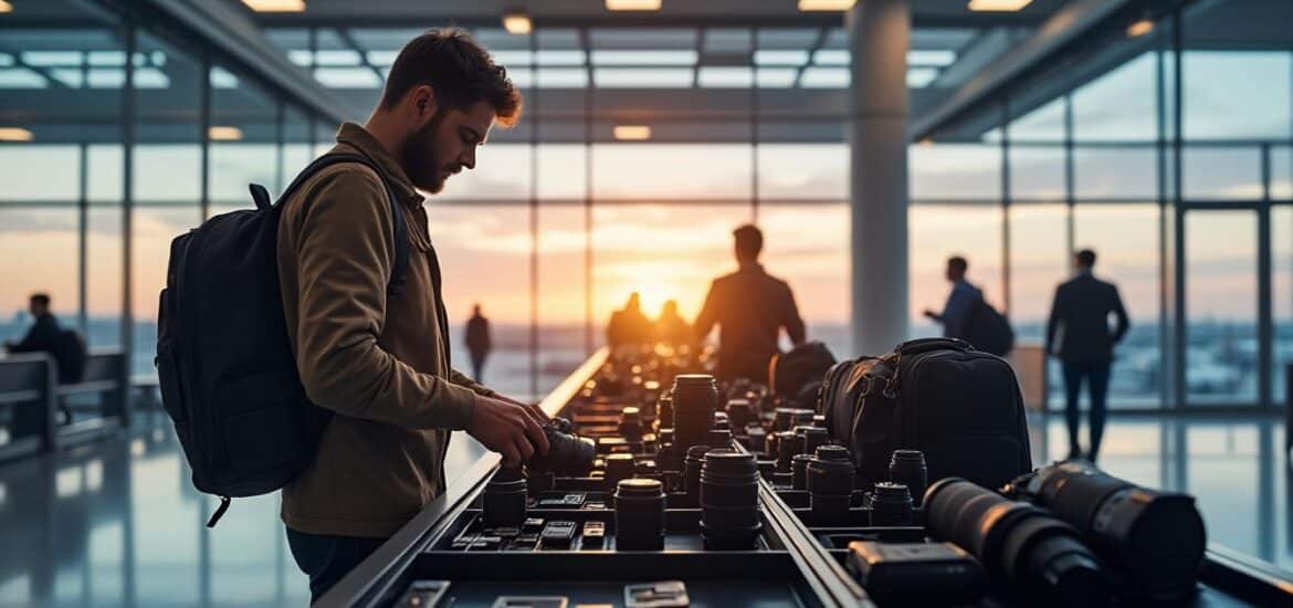 découvrez les règles essentielles pour voyager en avion avec votre matériel photo, ce qu'il faut déclarer à la sécurité et comment protéger votre équipement durant le vol.