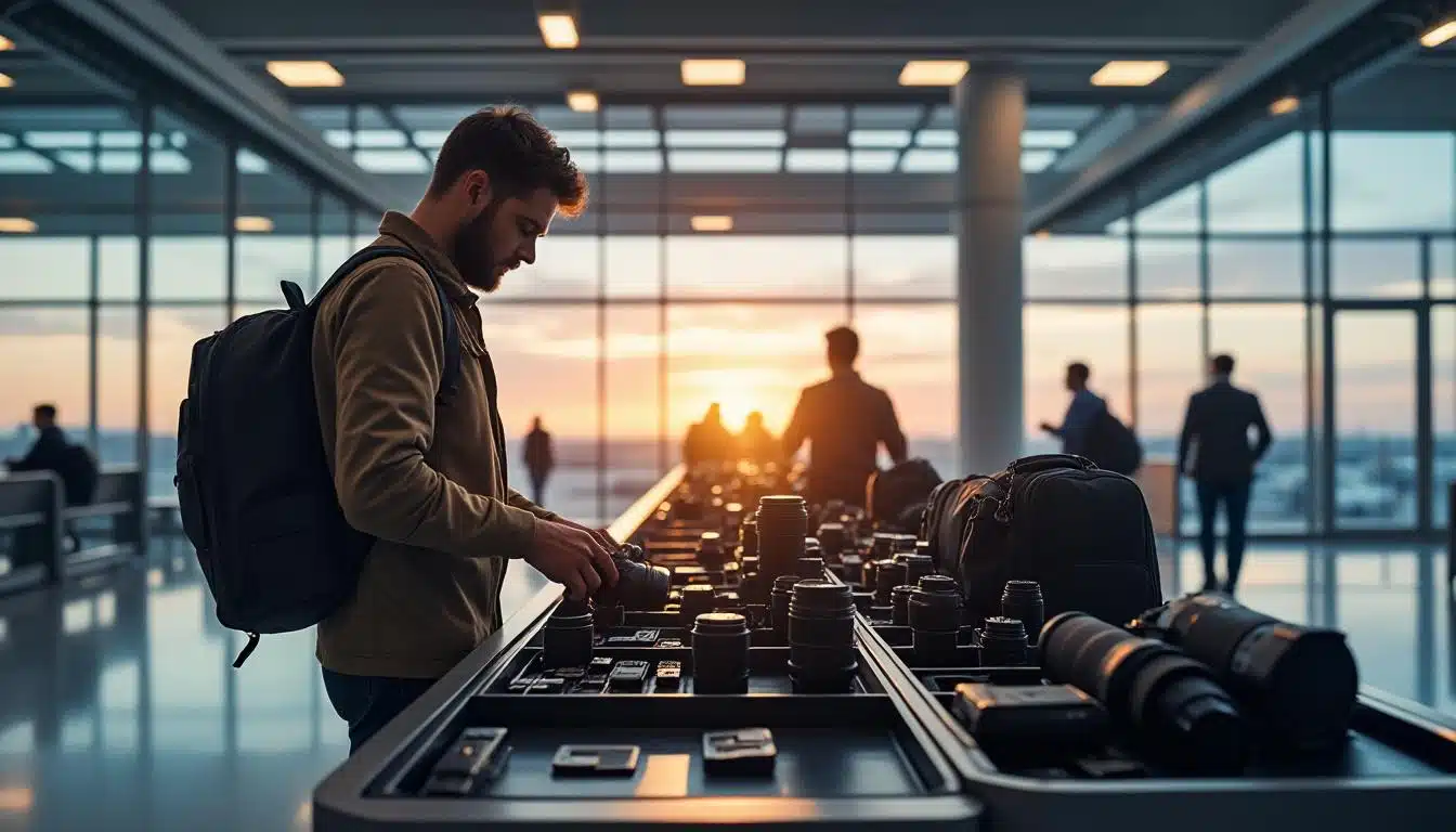 découvrez les règles essentielles pour voyager en avion avec votre matériel photo, ce qu'il faut déclarer à la sécurité et comment protéger votre équipement durant le vol.