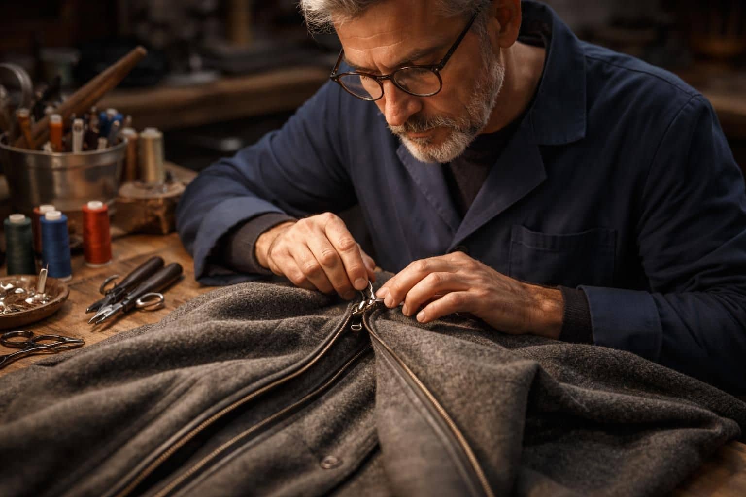 service de cordonnier spécialisé dans la réparation de fermetures éclair de manteaux. redonnez vie à vos vêtements grâce à nos solutions rapides et efficaces de réparation textile.