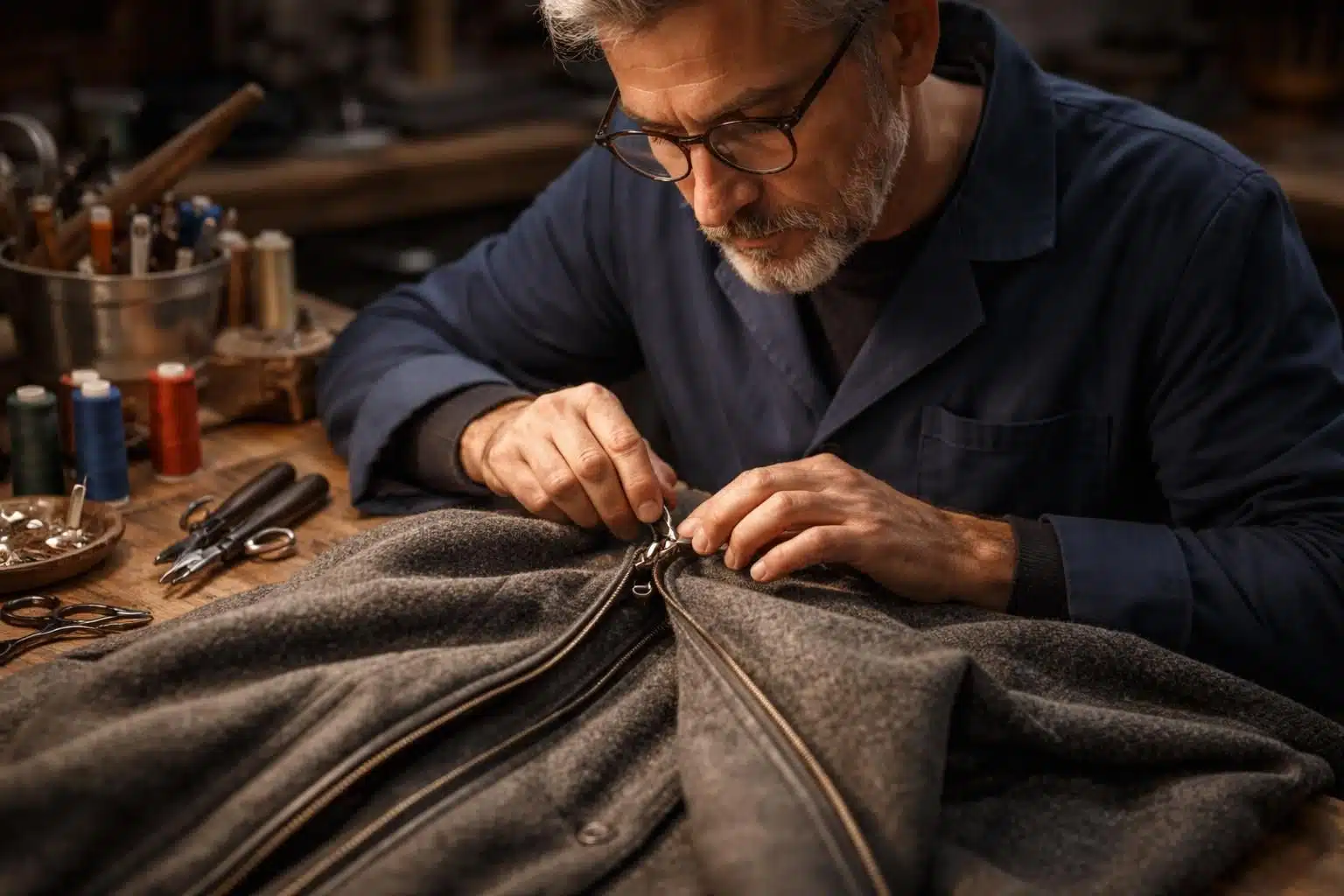 service de cordonnier spécialisé dans la réparation de fermetures éclair de manteaux. redonnez vie à vos vêtements grâce à nos solutions rapides et efficaces de réparation textile.